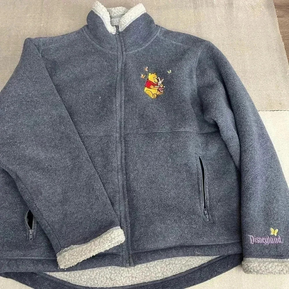 [M]Vintage Disneyland  Resort Blue Sherpa Fleece Full Zip Jacket - Picture 1 of 9